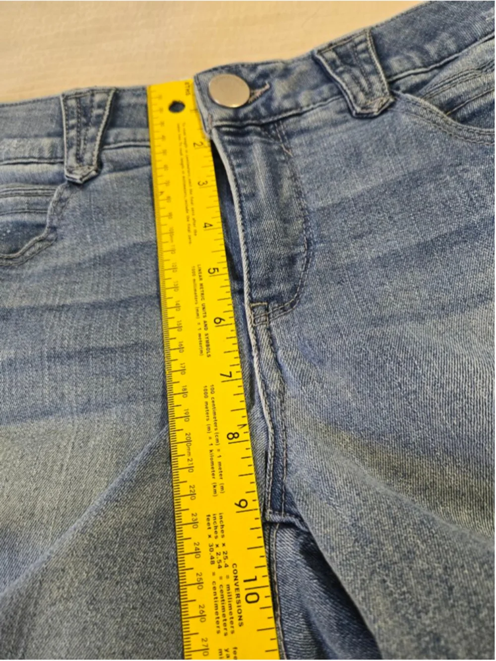 Democracy "Ab"solution Denim Shorts Blue Mid Rise Stretch Jean Shorts Size 6 - Picture 6 of 12